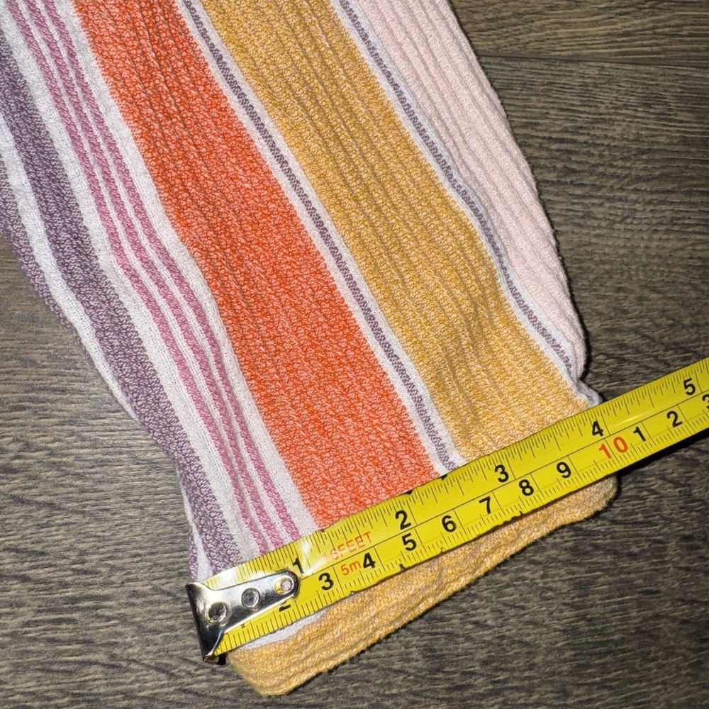 a.n.a Woman Large Shirt Rainbow Striped Tassels Pleated Long Sleeve Blouse Boho - Picture 12 of 14